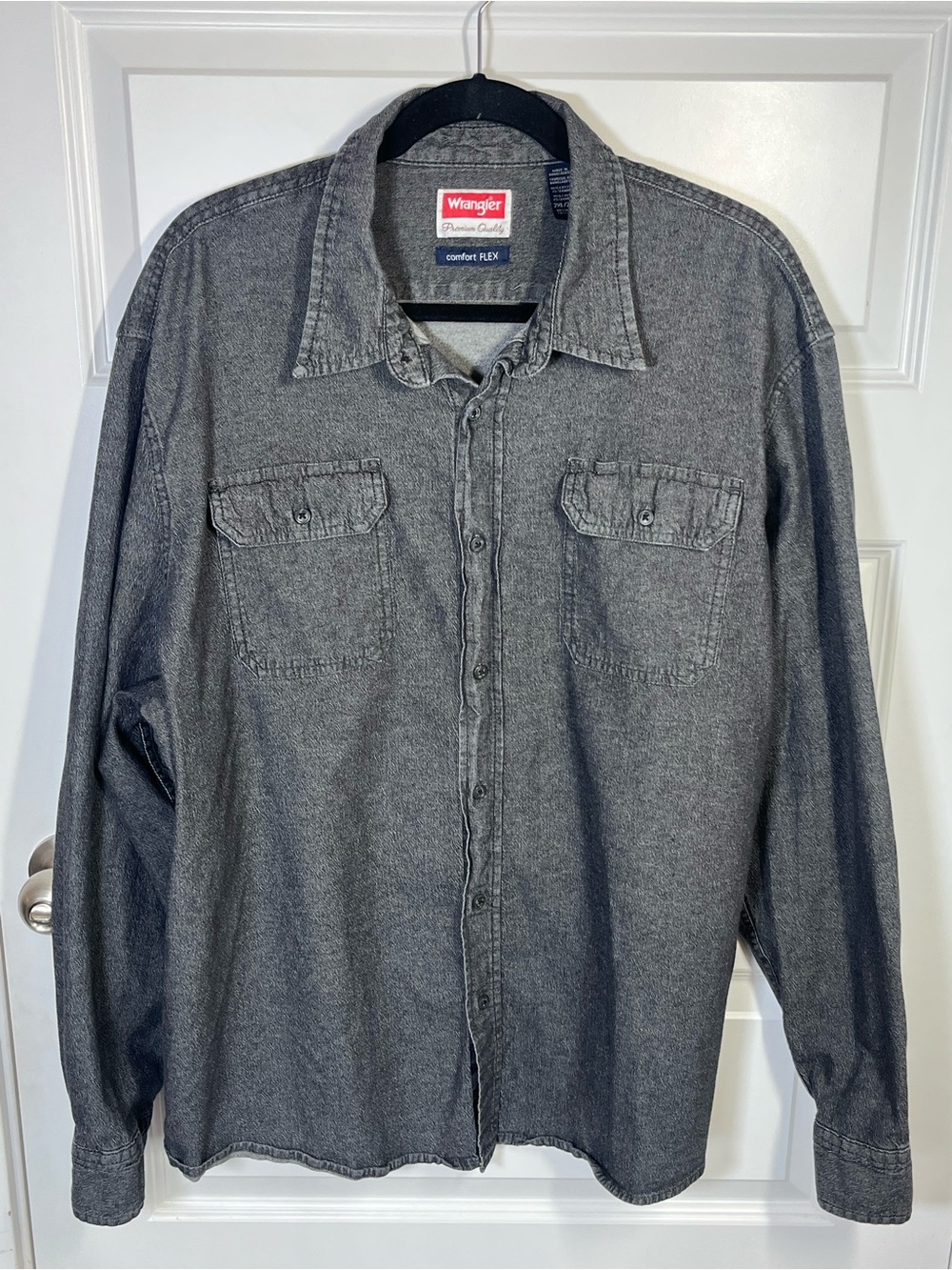 Wrangler Comfort Flex Black Denim Western Shirt Mens 2XL